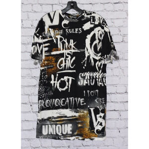 Victoria's Secret X Balmain Graphic Graffiti Oversized T-Shirt Runway 2017 M NWT